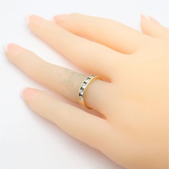 Authentic! Tiffany & Co 18k Yellow Gold 1.20ctw Diamond Sapphire Band Ring sz 5 - Picture 9 of 12